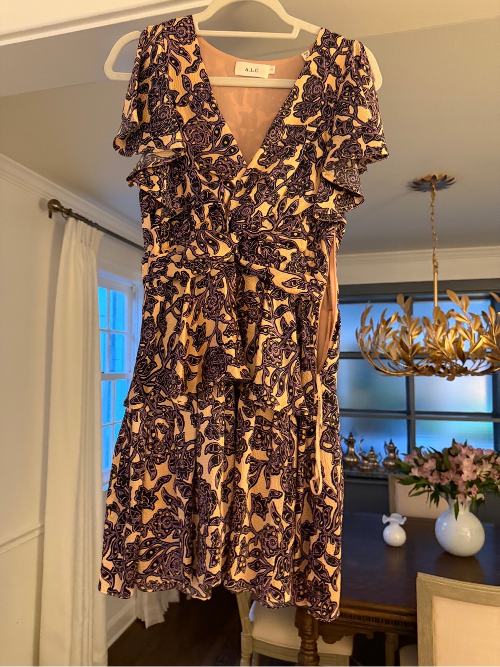 A.L.C. Pink and Navy Paisley Wrap Dress
